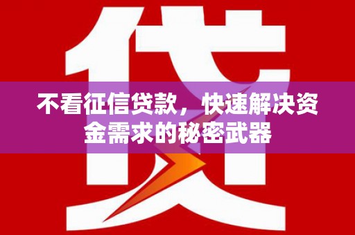 汉滨不看征信贷款，快速解决资金需求的秘密武器